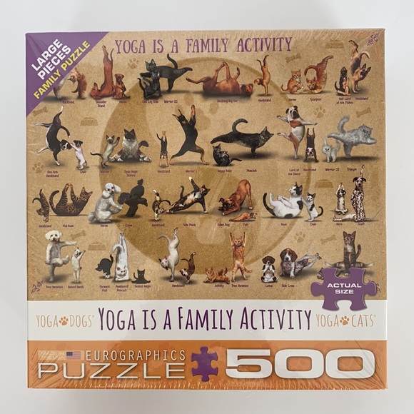 Yoga Dogs and Cats 500 Large Pieces Family Puzzle - Picture 3 of 12
